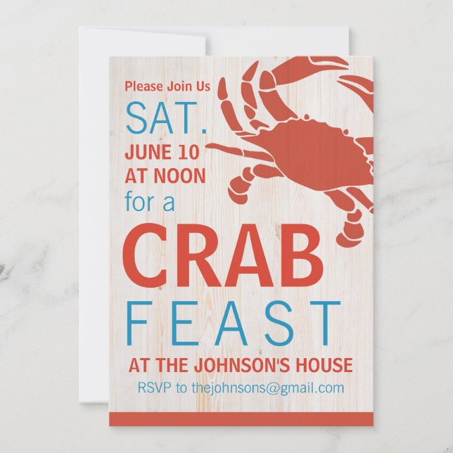 Summer Crab Feast Party Invite (Front)