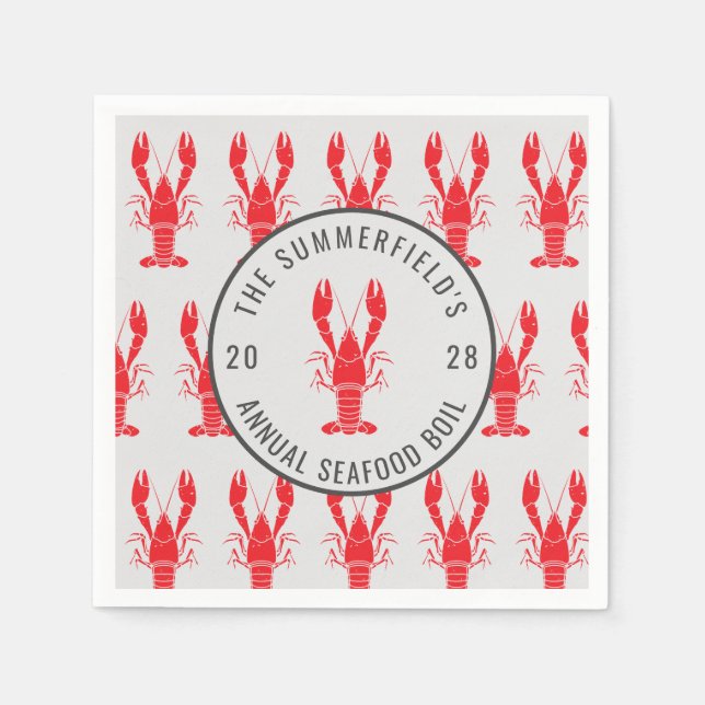 Summer Crawfish Boil Lobster Seafood Party Paper Napkin (Front)