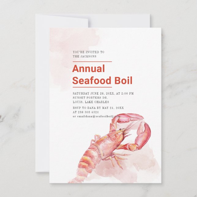 Summer Crawfish Seafood Boil Party Invitation (Front)