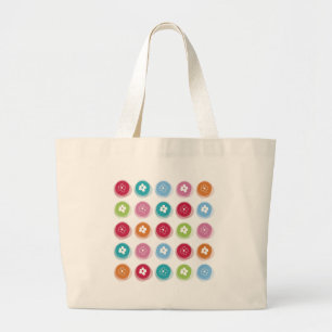 Summer Cute Daisy Flower Fuzzy Dots Colourful Fun Large Tote Bag