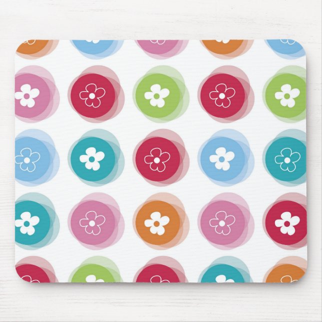 Summer Cute Daisy Flower Fuzzy Dots Colourful Fun Mouse Pad (Front)