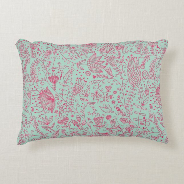 Summer cute floral pattern accent pillow (Front)