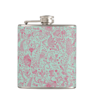 Summer cute floral pattern hip flask