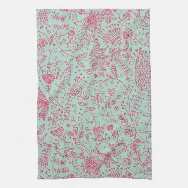 Summer cute floral pattern kitchen towel (Vertical)