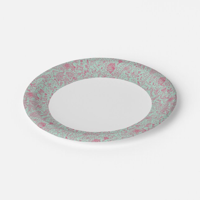 Summer cute floral pattern paper plate (Angled)