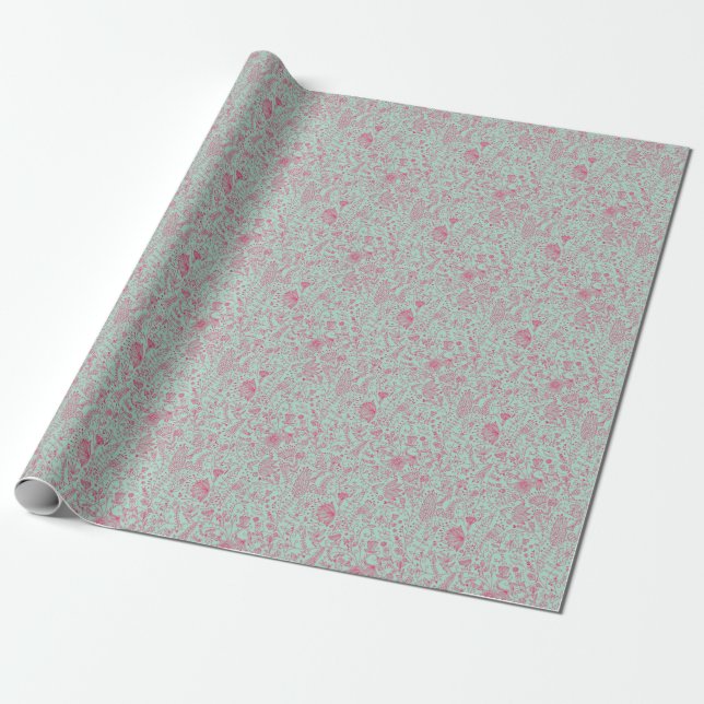Summer cute floral pattern wrapping paper (Unrolled)