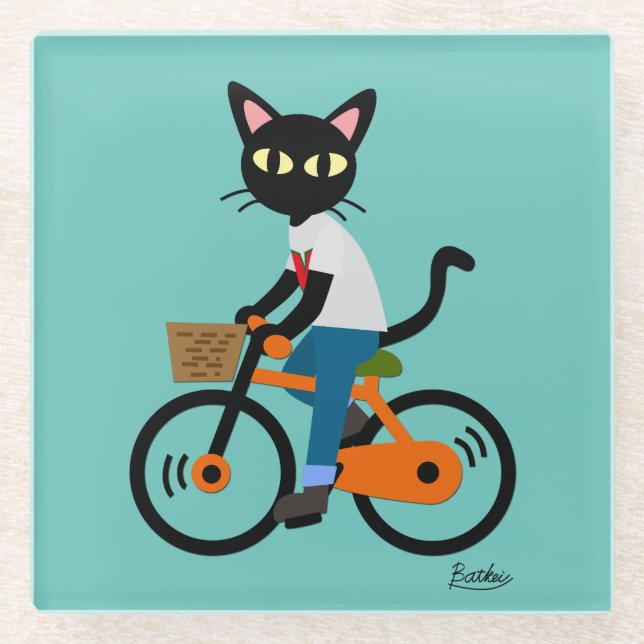 Summer cycling glass coaster (Front)