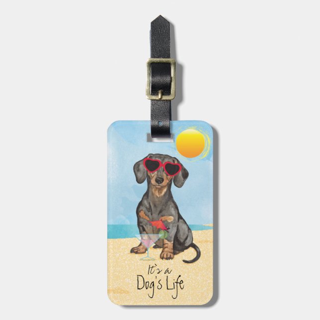 Summer Dachshund Luggage Tag (Front Vertical)