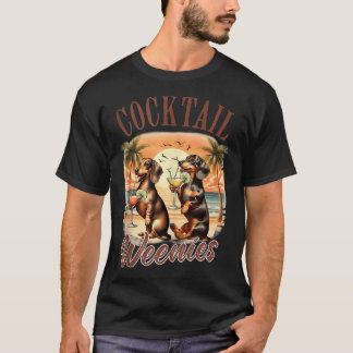 Summer Dachshund Wiener Drinking Cocktail Cocktail T-Shirt