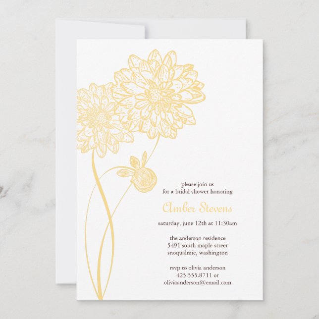 Summer Dahlias Shower/Party Invitation (Front)