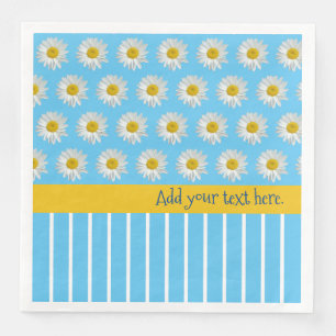 Summer Daisies and Cool Stripes Paper Napkin