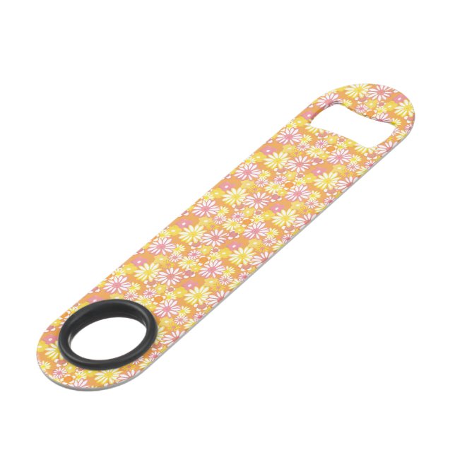 Summer Daisies Bottle Opener Bar Key (Back Angled)