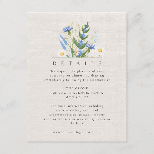 Summer Daisy Blue Floral Détails Carte de boîtier (Devant)