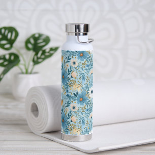 Summer Daisy Design On Blue Water Bottle