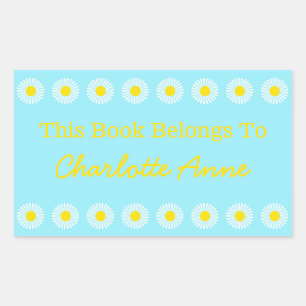 Summer Daisy Personalized Book Plate Sticker