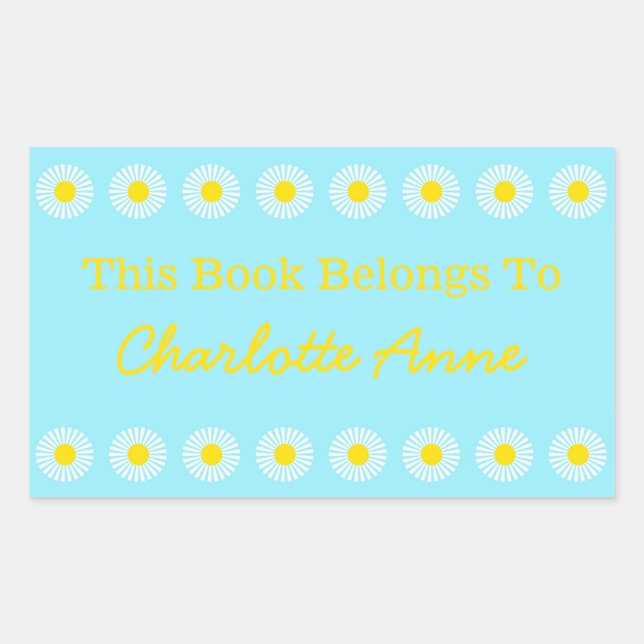 Summer Daisy Personalized Book Plate Sticker (Front)