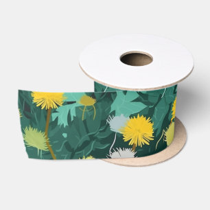 Summer Dandelion Meadow Satin Ribbon