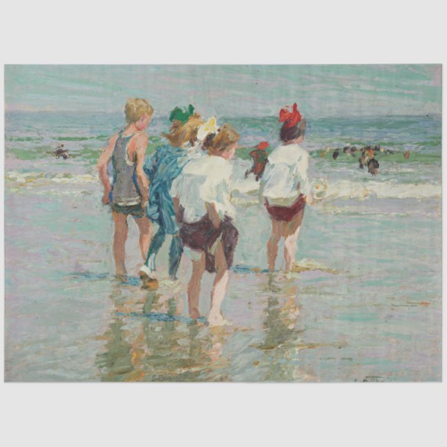 Summer Day at Brighton Beach (by E.H. Potthast) Tissue Paper (Front)