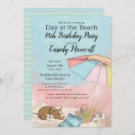 Summer Day at the Beach 18th Birthday Party Invitation<br><div class="desc">Celebrate summer and your birthday with a day at the beach (or just poolside and you can pretend) with this "Day at the Beach" birthday party design that can be personalized for any age. Features a watercolor sky with a colourful beach umbrella, a beach towel with a sleeping dog, a...</div>