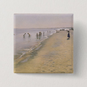 Summer Day at the South Beach of Skagen, 1884 2 Inch Square Button