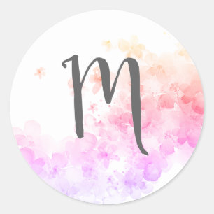 Summer Day Monogram Classic Round Sticker