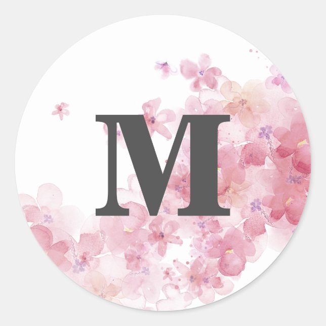 Summer Day Monogram Classic Round Sticker (Front)
