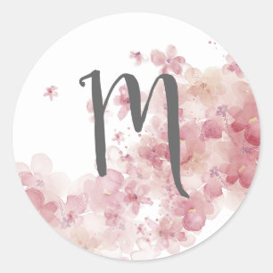 Summer Day Monogram Classic Round Sticker