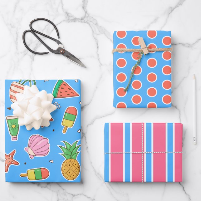 Summer Days Beach Wrapping Paper Set (Front)