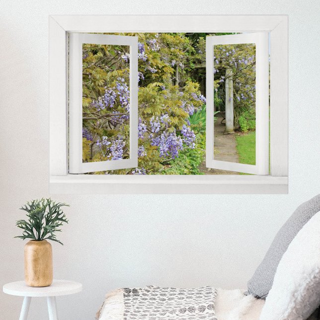 Summer Days - Open Window View with Blue Wisteria Poster (Creator Uploaded)