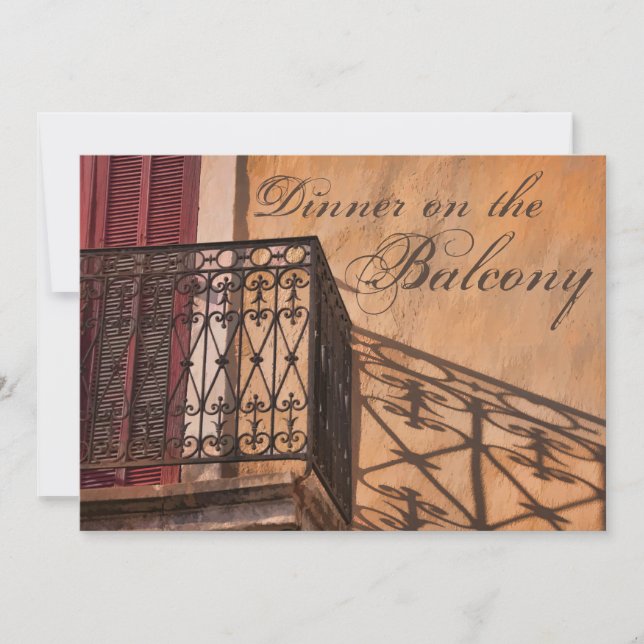 Summer Dinner on the Balcony French Style Invitation (Front)