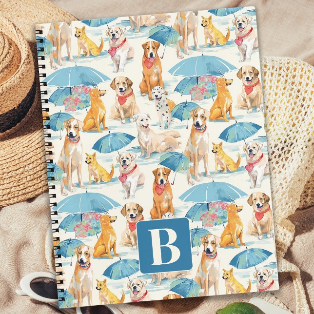 Summer Dogs Colourful Personalized Monogram Patter Notebook (Creator Uploaded)