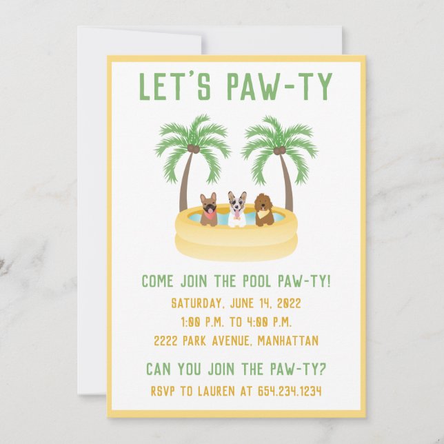 Summer Dogs Swimming Pool Invitation (Front)