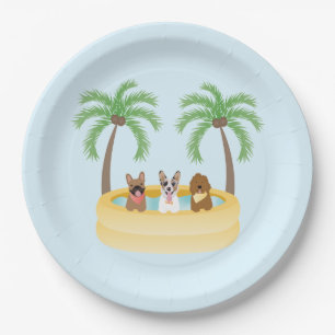 Summer Dogs Swimming Pool Paper Plate