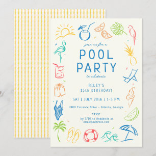 Summer Doodle Party Invitation