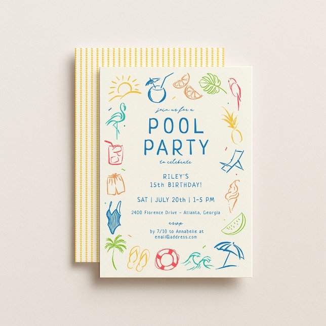 Summer Doodle Party Invitation (Creator Uploaded)
