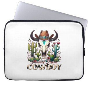 Summer down Cowboy Cow Skull western cactus  Laptop Sleeve