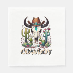 Summer down Cowboy Cow Skull western cactus Napkin
