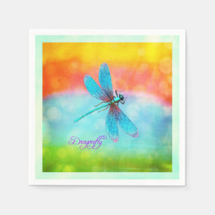 Summer Dragonfly Rainbow Bright Decorative Napkin