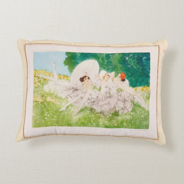 Summer Dreams, 1934 by Louis Icart Accent Pillow (Back)