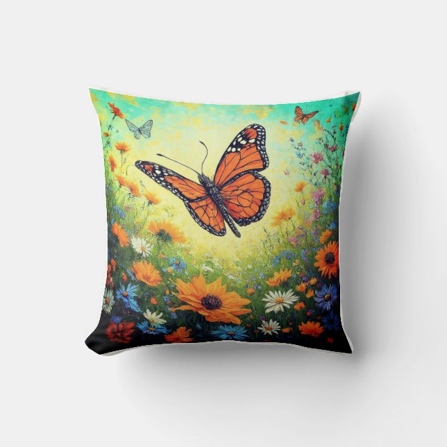 Summer Dreams (Butterfly Ban Block Design) Throw Pillow (Front)