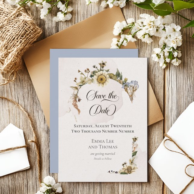 Summer Dried Wildflowers Wedding Save The Date (Creator Uploaded)