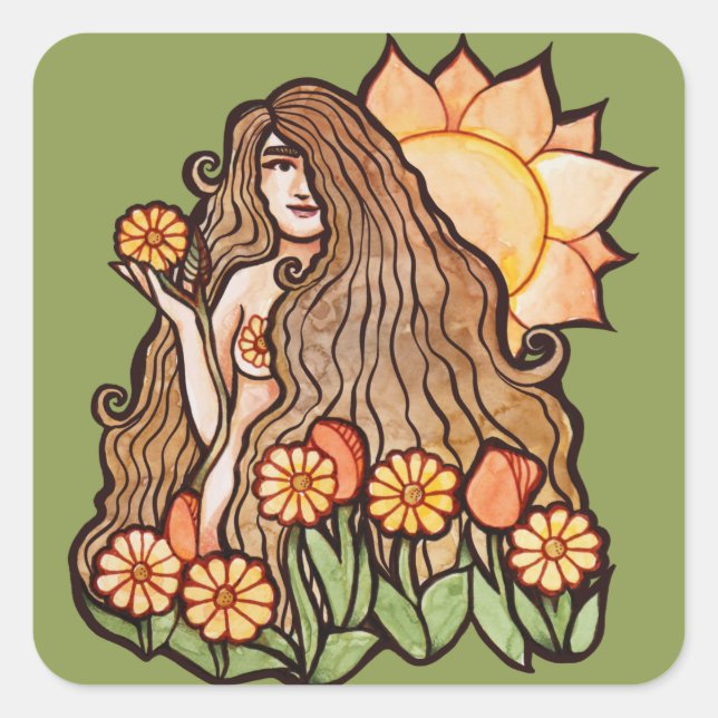 Summer Earth Goddess                               Square Sticker (Front)
