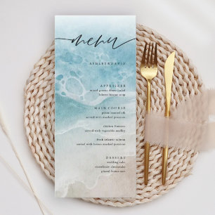 Summer Elegant Coastal Beach Wedding Menu Cards