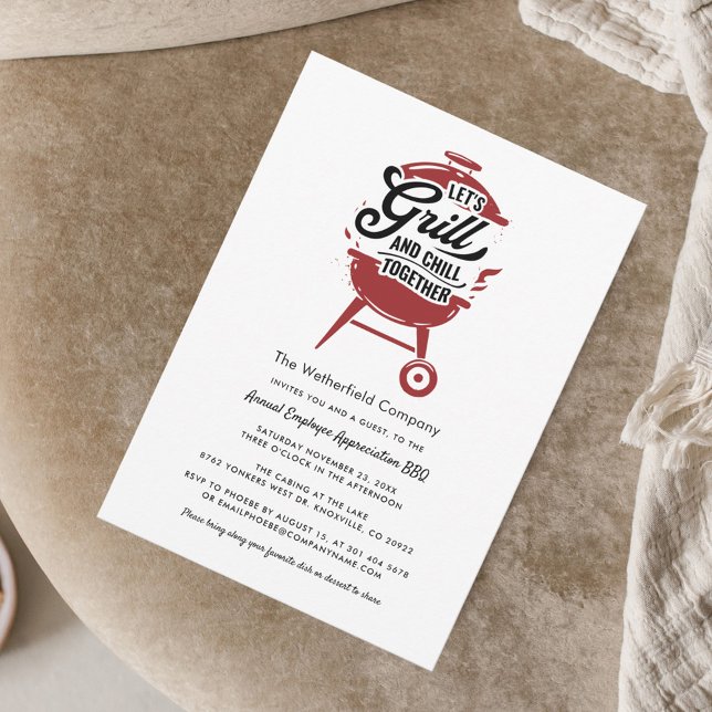 Summer Employee Appreciation BBQ Grill and Chill Invitation (Grill BBQ Employee Appreciation Summer Party Invitation)