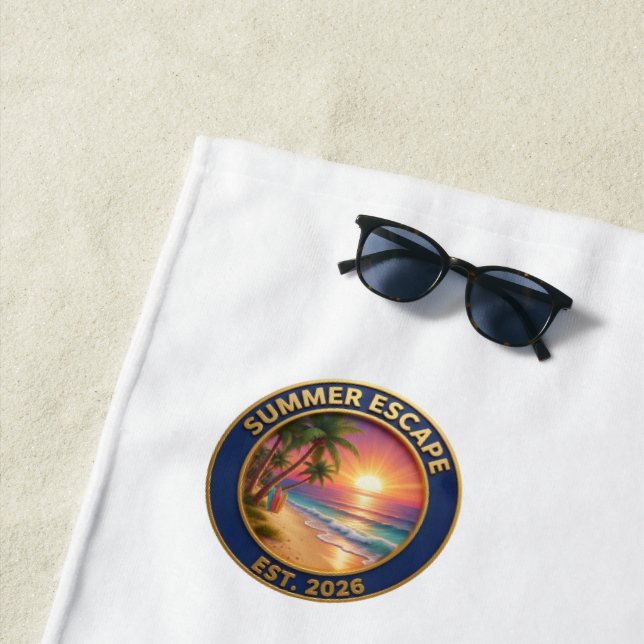 Summer Escape Tropical Beach Sunset Bath Towel (In Situ)