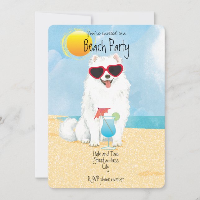 Summer Eskie Beach Party Invitation (Front)