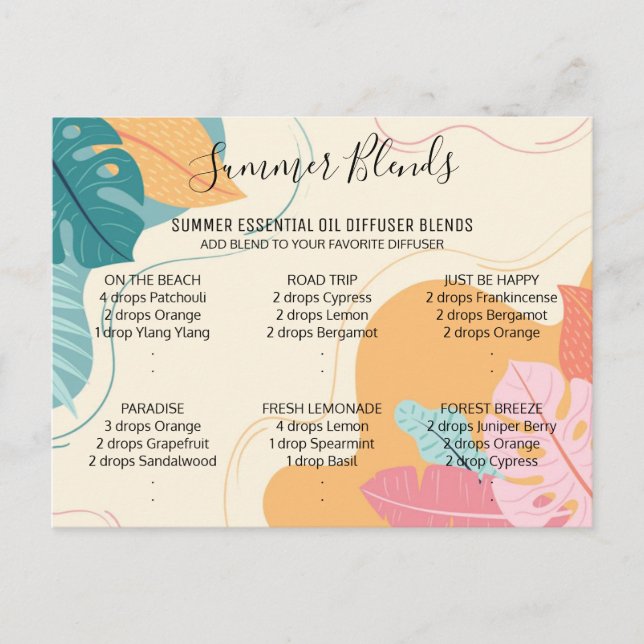 Summer Essential Oils Blends Post Card (Front)