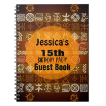 Summer Ethnic 15th Birthday Party Guest Book