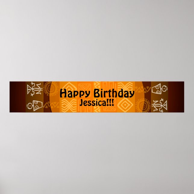 Summer Ethnic Personalized Birthday Banner 60x11 Poster (Front)