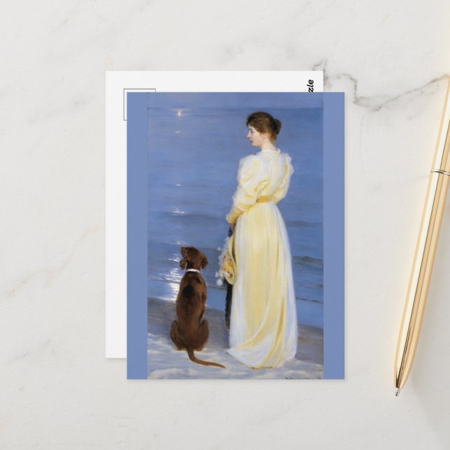 Summer evening at Skagen, P.S.Krøyer, Art Postcard (Front/Back In Situ)